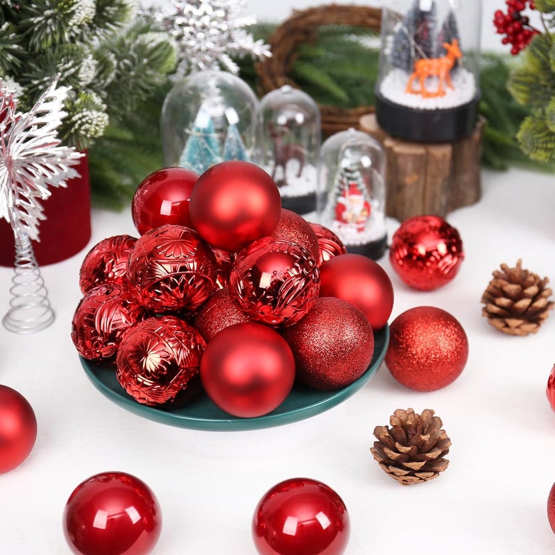 RoseCraft 30PCS Christmas Ball Ornaments, 2.36" Red Shatterproof Ornament Set for Christmas Tree Hanging Decorations, for Home Holiday Xmas Party Decor. - Image 4